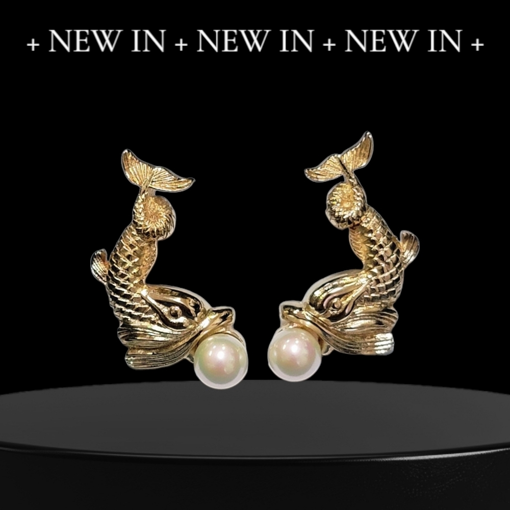Vintage CHRISTIAN DIOR Pearl Fish Earrings